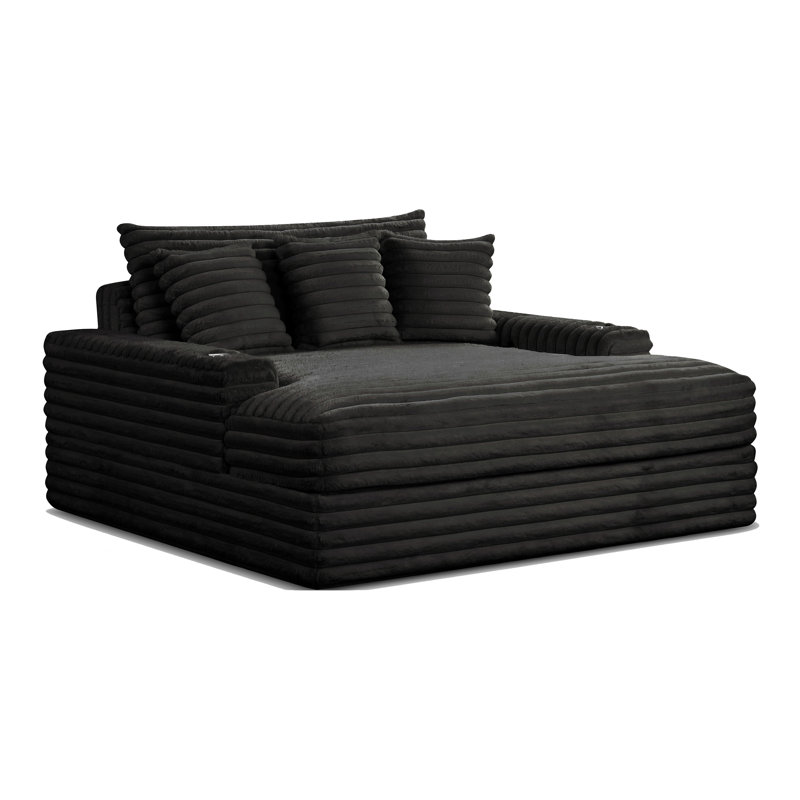 Méridienne surdimensionnée en chenille Hedden, Noir