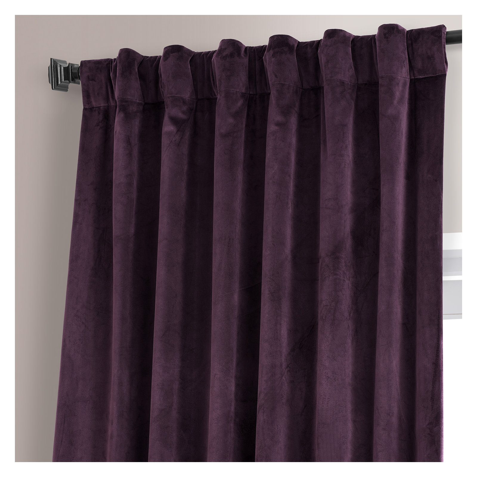 Loria Plush Velvet 100% Blackout Curtains For Bedroom, Living Room - Single Panel, 50" W x 96" L, Plum Blossom