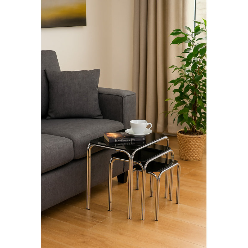 Irwin Glass Top Nesting Tables, Black