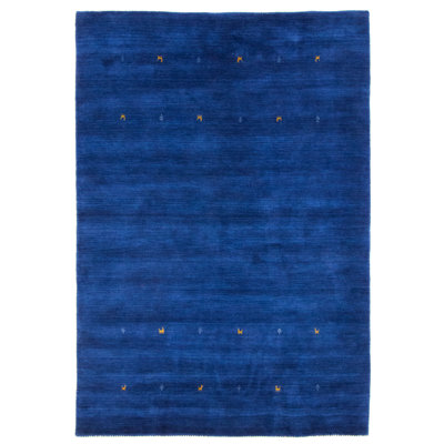 Handwoven Wool Gabbeh Uni Blue Rug
