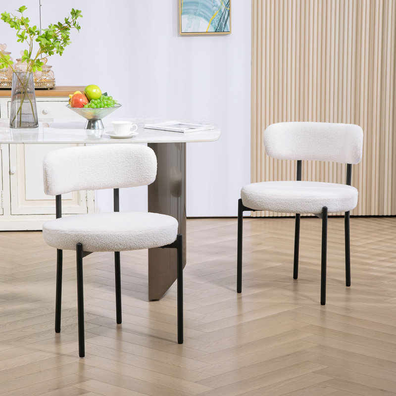Chaise de salle à manger rembourrée Modern, 2, Blanc, crème, Noir, noir, noir, noir