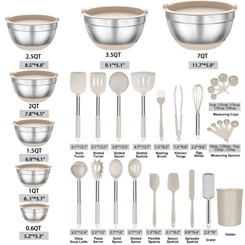 Ensemble de 26 cuillères à cuisson 26 pièces