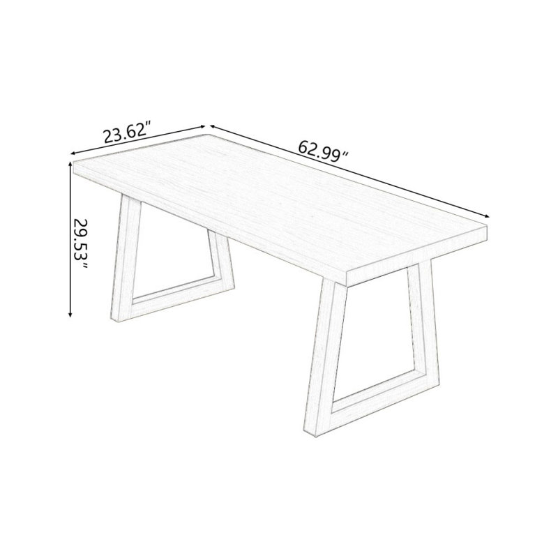 Bureaux rectangulaires en bois massif Burlywood, H 29,53 po x l 62,99 po x P 23,62 po