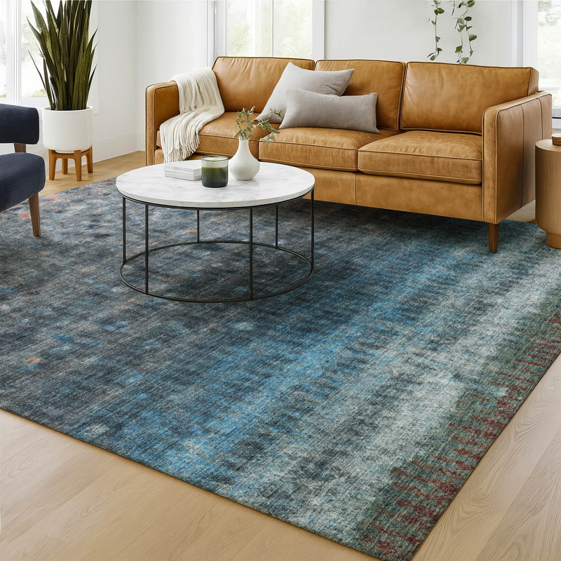Premium Machine Washable Mayfield Stripes Rug, Blue, 10' x 14'