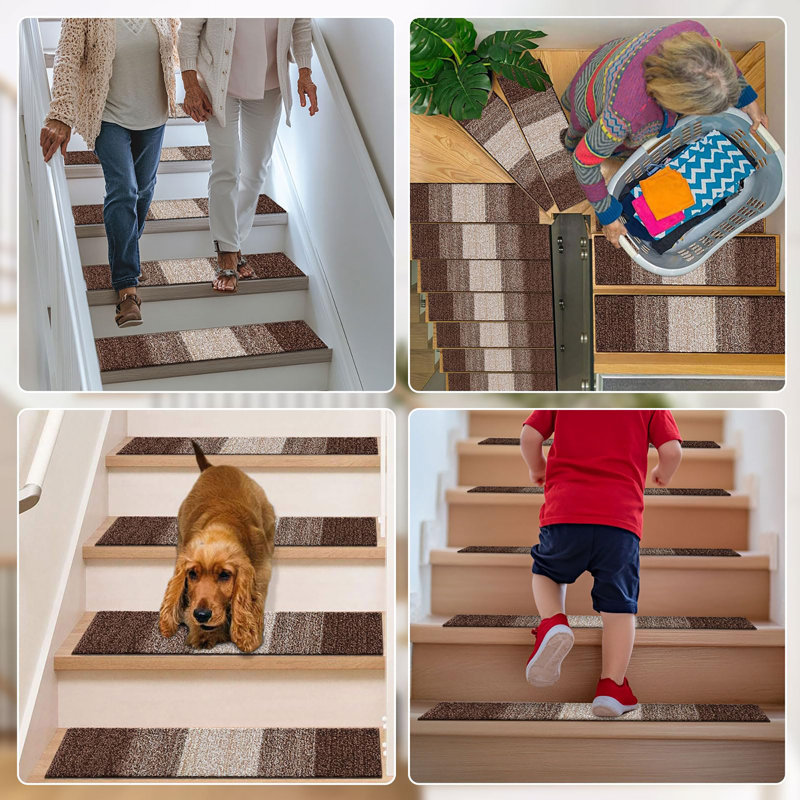 Tapis d'escalier antidérapants 15PCS, Brun