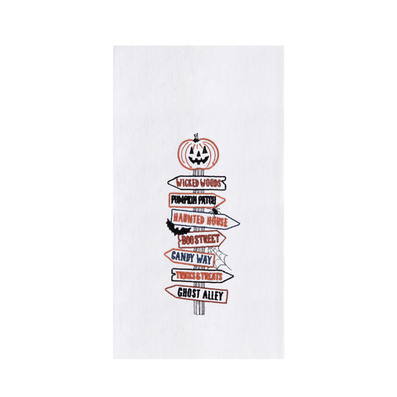 Serviette d'Halloween brodée citrouille
