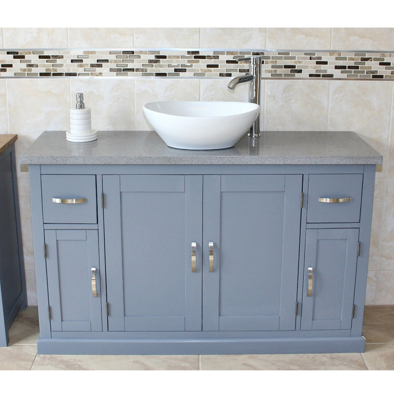 Bora 1230mm Single Bathroom Vanity with Vessel Ceramic Basin, Grey