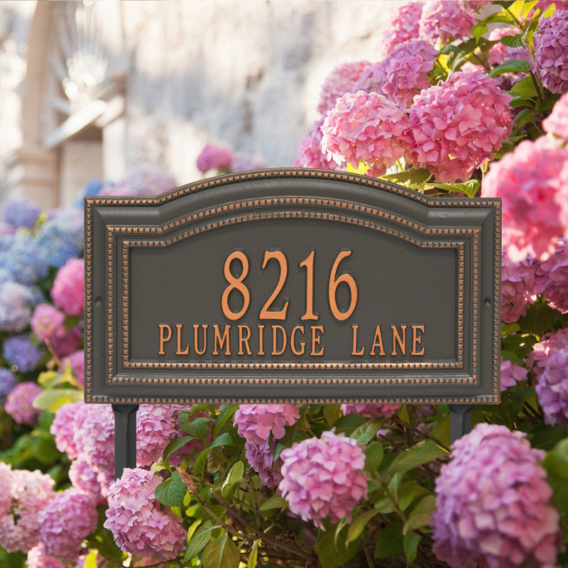 Signature Series 2-Line Lawn Address Sign, Copper, Forged Copper, Yes