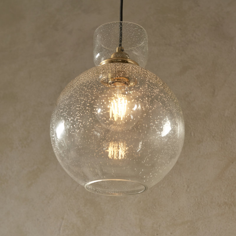 Corzatt 1-Light Pendant, Clear Bubble Glass