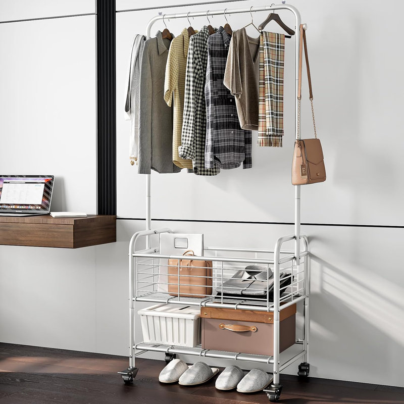 Panier à linge avec roulettes, Gris