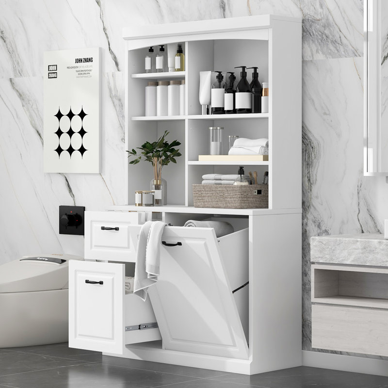Bathroom Storage Cabinet With Tilt-Out Hamper