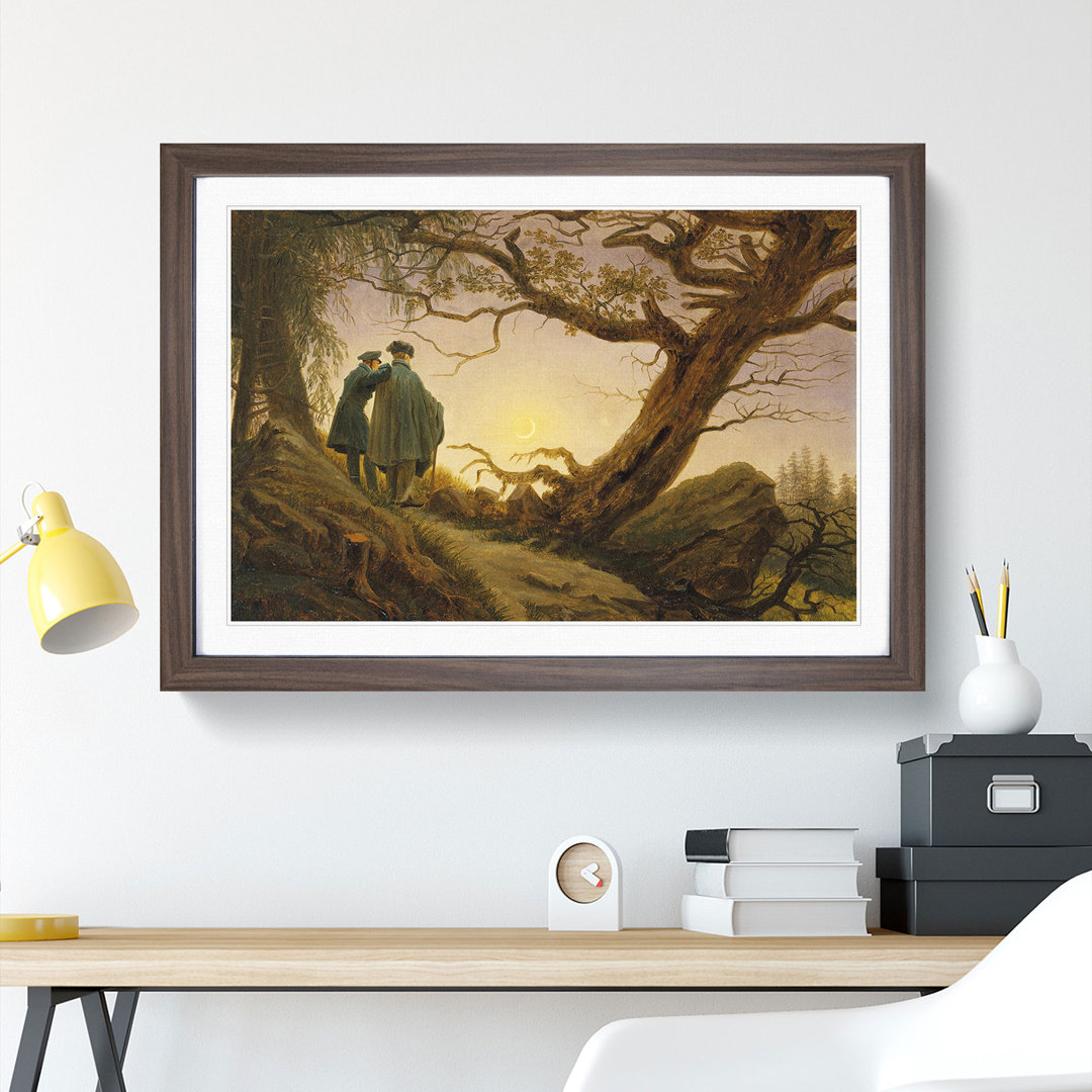 Contemplating the Moon by Caspar David Friedrich - Framed Print