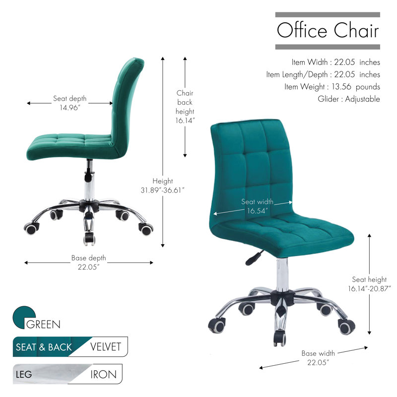 Ketillogh Velvet Office Chair, Green