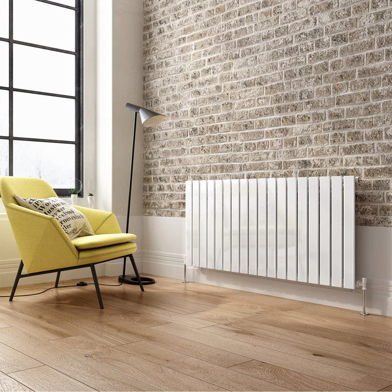 iBathUK Belgravia Horizontal Single Slim Flat Panel Radiator, White, 60cm H x 136.8cm W x 5.2cm D