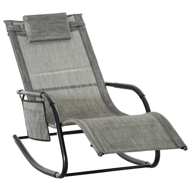 Penitas Outdoor Garden Rocking Chair with Breathable Mesh Fabric Dark Grey