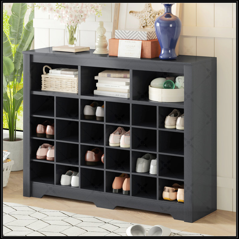 Console à 24 casiers au design épuré, Noir