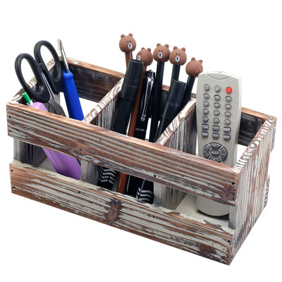 Lior Wood 3 Compartment Desk Organiser