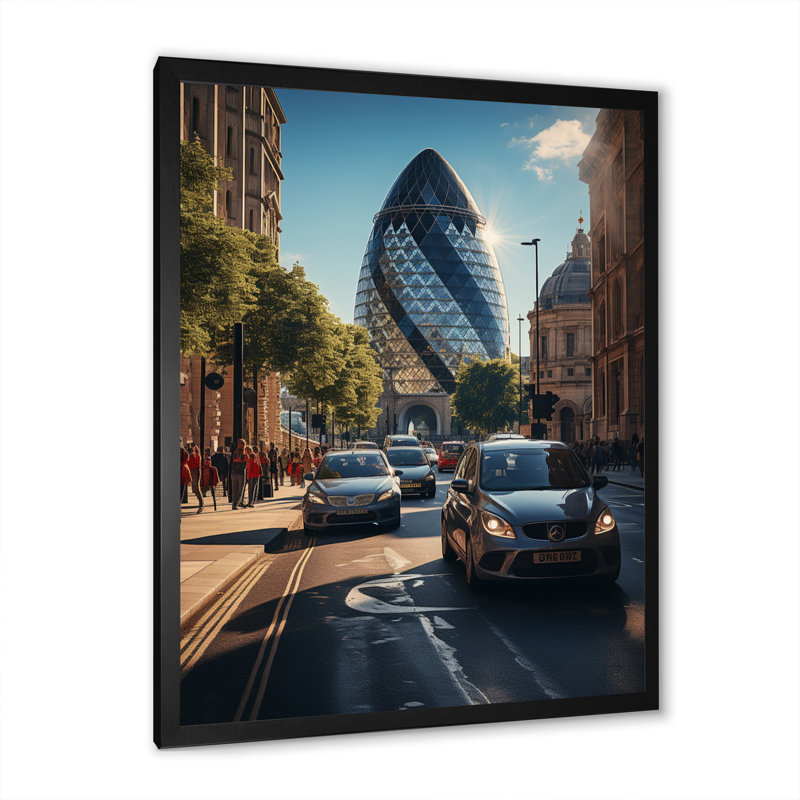 Imprimé noir et beige de London City -, Cadre photo noir, H 20 po x l 12 po x P 1 po