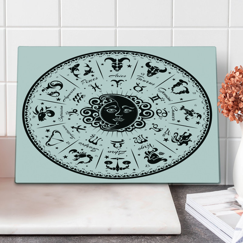 Planche à découper Ambesonne Astrology grande taille noir blanc zodiaque noir blanc