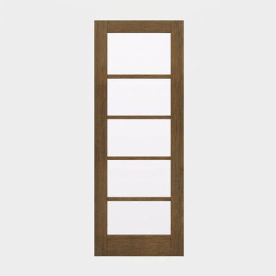 96" Slab Mahogany Exterior Door, SDL 5 Lite, Unfinished