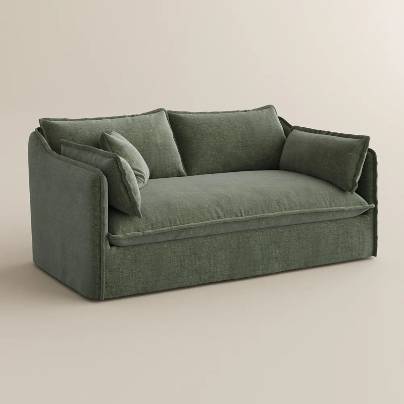 Canapé Luna-Beige avec housses amovibles, H 35 po x l 75,4 po x P 40,2 po, Vert