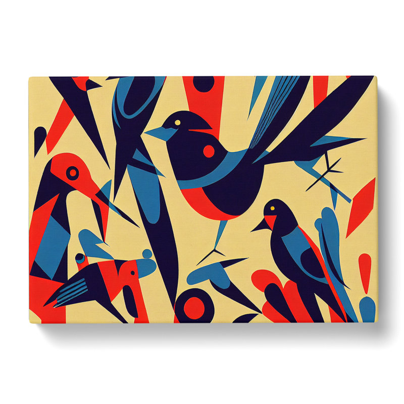 Magnetic Abstract Birds - Wrapped Canvas, 35cm H x 50cm W x 3cm D