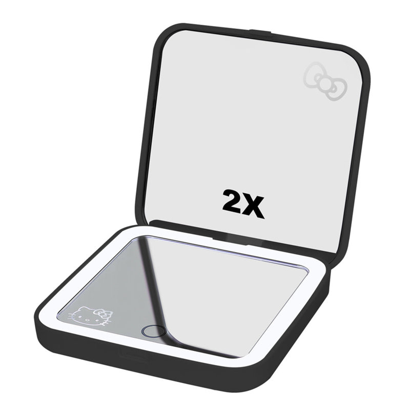 Miroir compact super lumineux avec capteur tactile pour un grossissement réglable de 2, Black