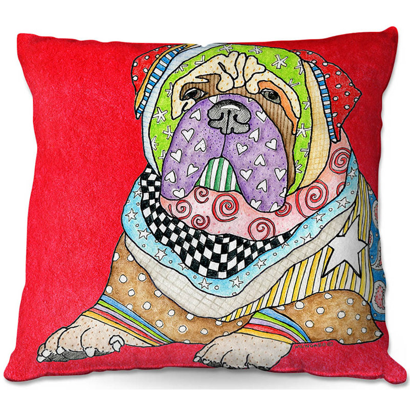  Coussin Couch Bull Mastiff, 18 po x 18 po, Rouge