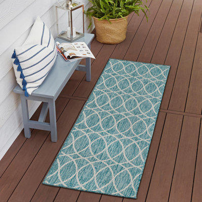 Light Aqua Gitter Indoor/Outdoor Trellis Rug