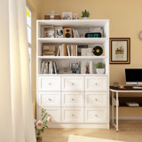 71'' H X 47'' W 9-Drawer White Bookcase With 3-Layer Shelf