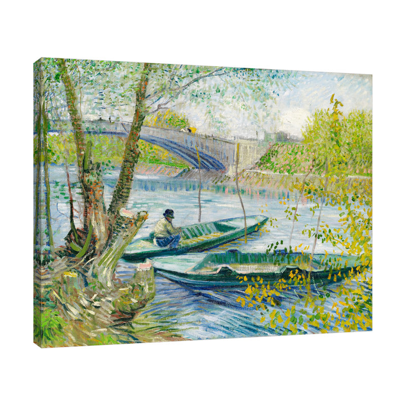 «Fishing in Spring, The Pont de Clichy» par Vincent Van Gogh, reproduction d'art sur toile tendue