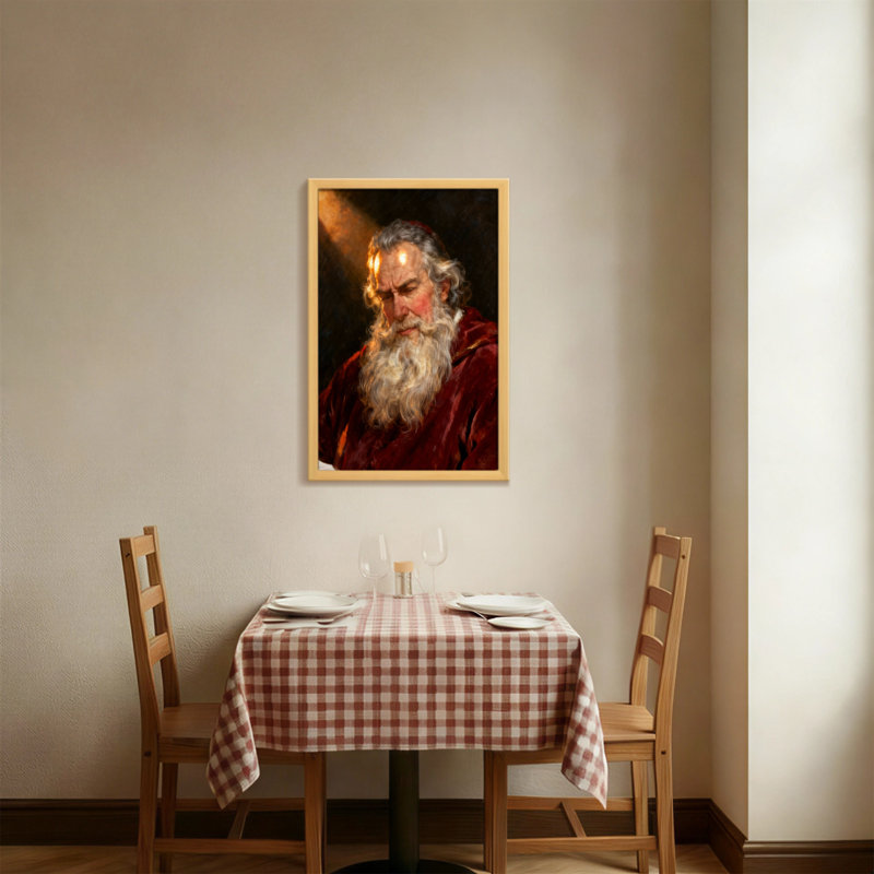 Noël vieillard avec longue barbe blanche et robe rouge, H 18 po x l 12 po