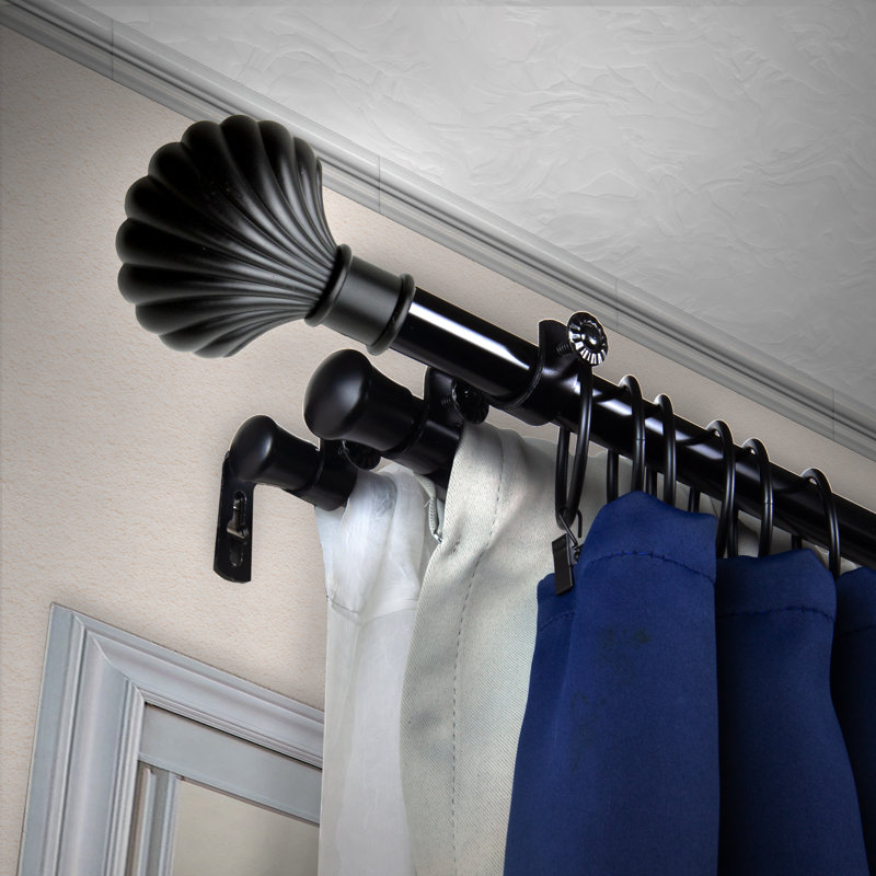 Ensemble de tringle à rideaux réglable 0,81 po Frieda, 28" - 48", Noir