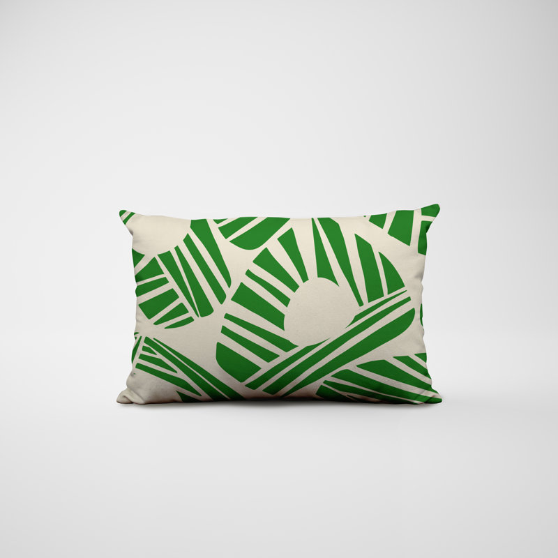 Polyester/Polyester Blend Lumbar Rectangular Indoor/Outdoor Pillow Cover & Insert, Green