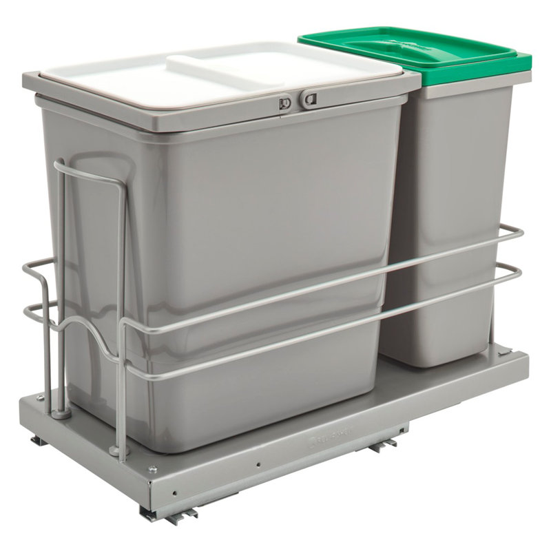 Rev-A-Shelf Undermount Pullout Trash Can Recycle Bin w/ Soft-close