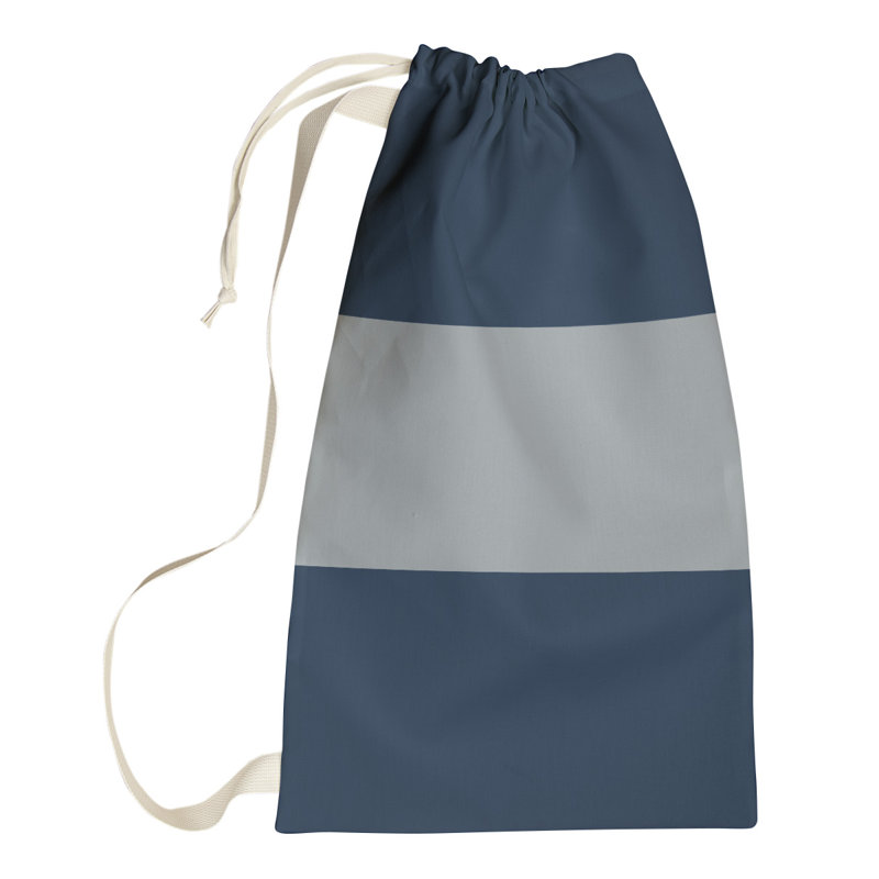 Laundry Hamper with Handles, Small (29" H x 18" W), Navy/Gray
