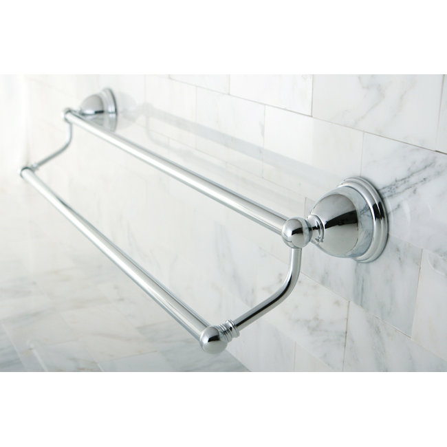 Porte-serviettes double en laiton Kingston Restoration, Chrome poli