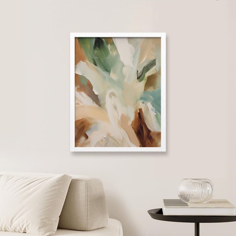 «Abstract Swirls In Earth Tones» sur papier, Blanc, H 10 po x l 8 po