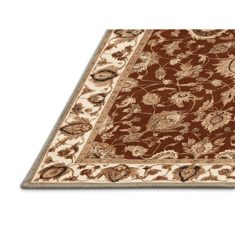 Machine Washable Persian Brown Area Rug, Round 4'
