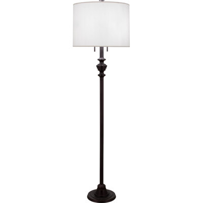 Modern Candlestick Floor Lamp With Dupioni Fabric Shade – 65 Inch Stylish Lighting Fixture For Contemporary Spaces