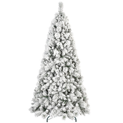 Arbre de Noël floqué avec pointes - PVC enneigé et branches à aiguilles dures, structure à charnières pour une installation facile, support en métal stable - arbre de Noël réaliste complet