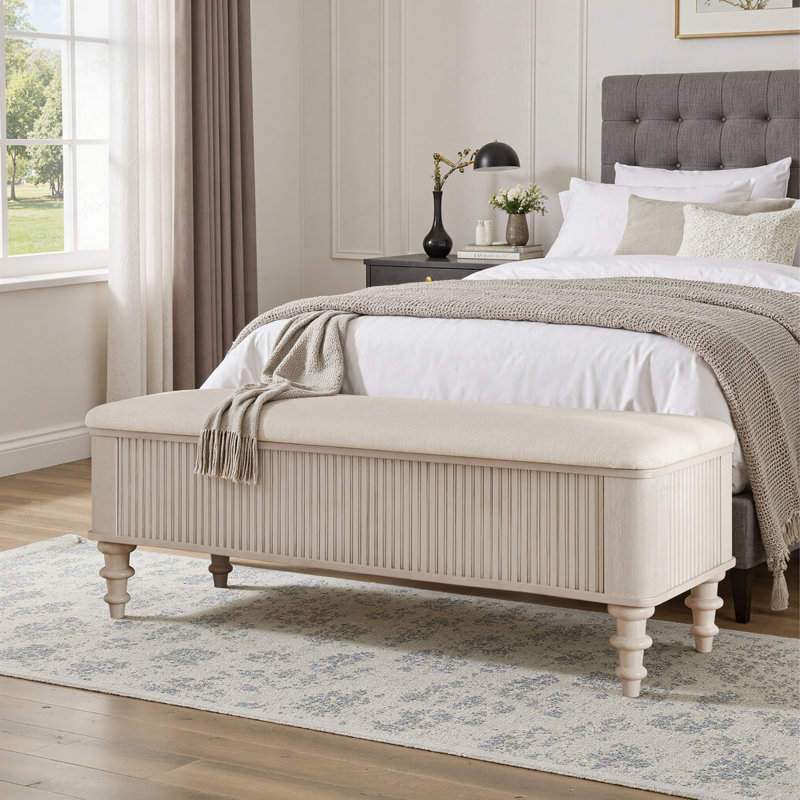 Linen Upholstered Storage Bench