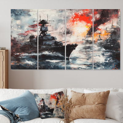 «Almir - USA Patriotist Wall Art - Art mural moderne pour le salon, 4 pièces