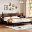 Lit plateforme double avec tête de lit en forme de gourde, lit de style rétro offrant un support robuste et un cachet rétro-641922020-689707898