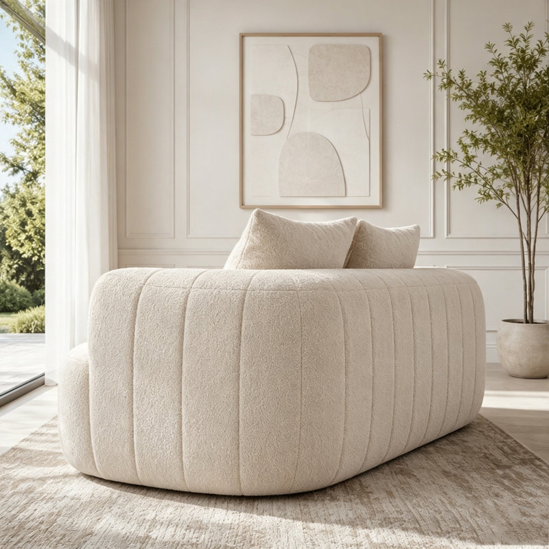 Fauteuil surdimensionné de 64 po de hauteur avec méridienne intérieure avec support en métal, fauteuil rembourré Boucle
