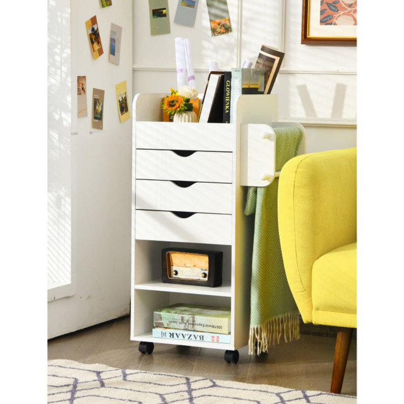 Wooden Utility Rolling Craft Storage Cart With Lockable Casters