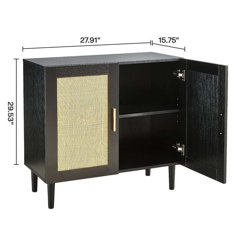 Armoire de salon tendance avec porte naturelle et tablette pratique