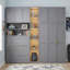 Lit escamotable simple, lit de rangement peu encombrant, conception escamotable, garde-robe intégrée et tablettes à 5 niveaux d'éclairage DEL, pièce moderne et multifonctionnelle-232369808