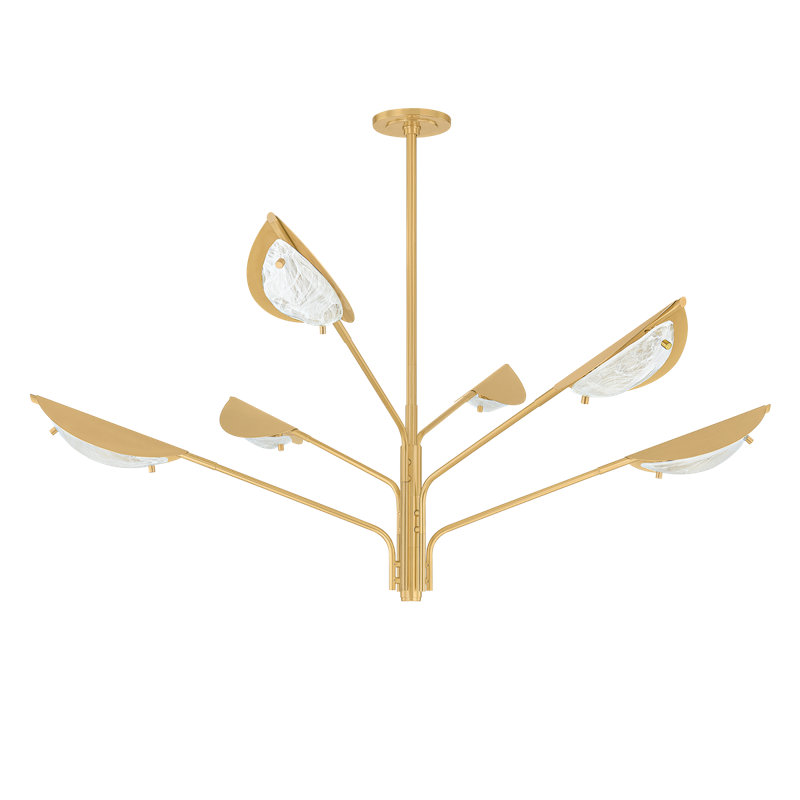 Levin Chandelier in Aged Brass, 6 Lights, 21.25" H x 54" W x 54" D