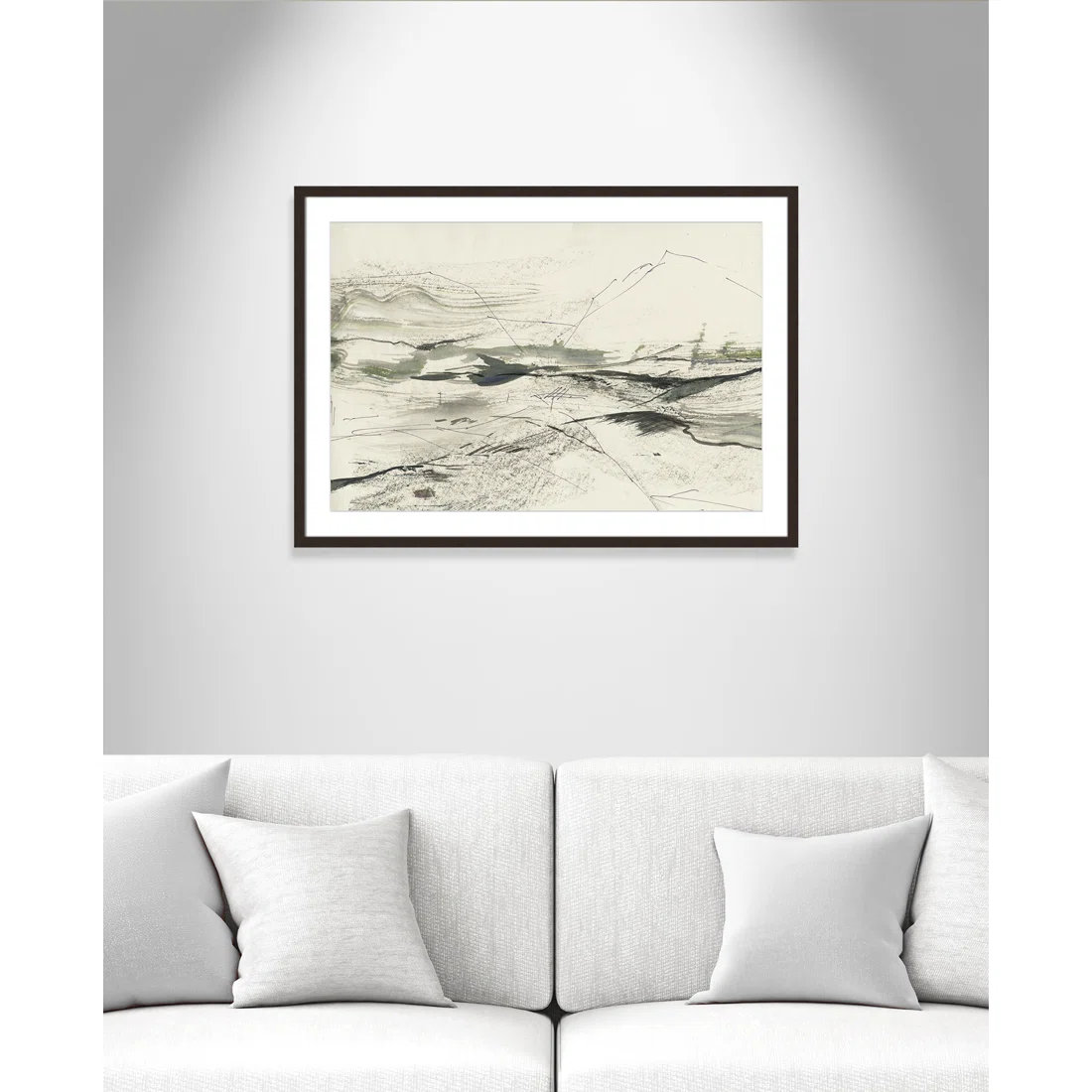Green Sketches Print by PI Studio, 25.5" H x 35.5" W x 1.25" D, Walnut Box Picture Framed, White